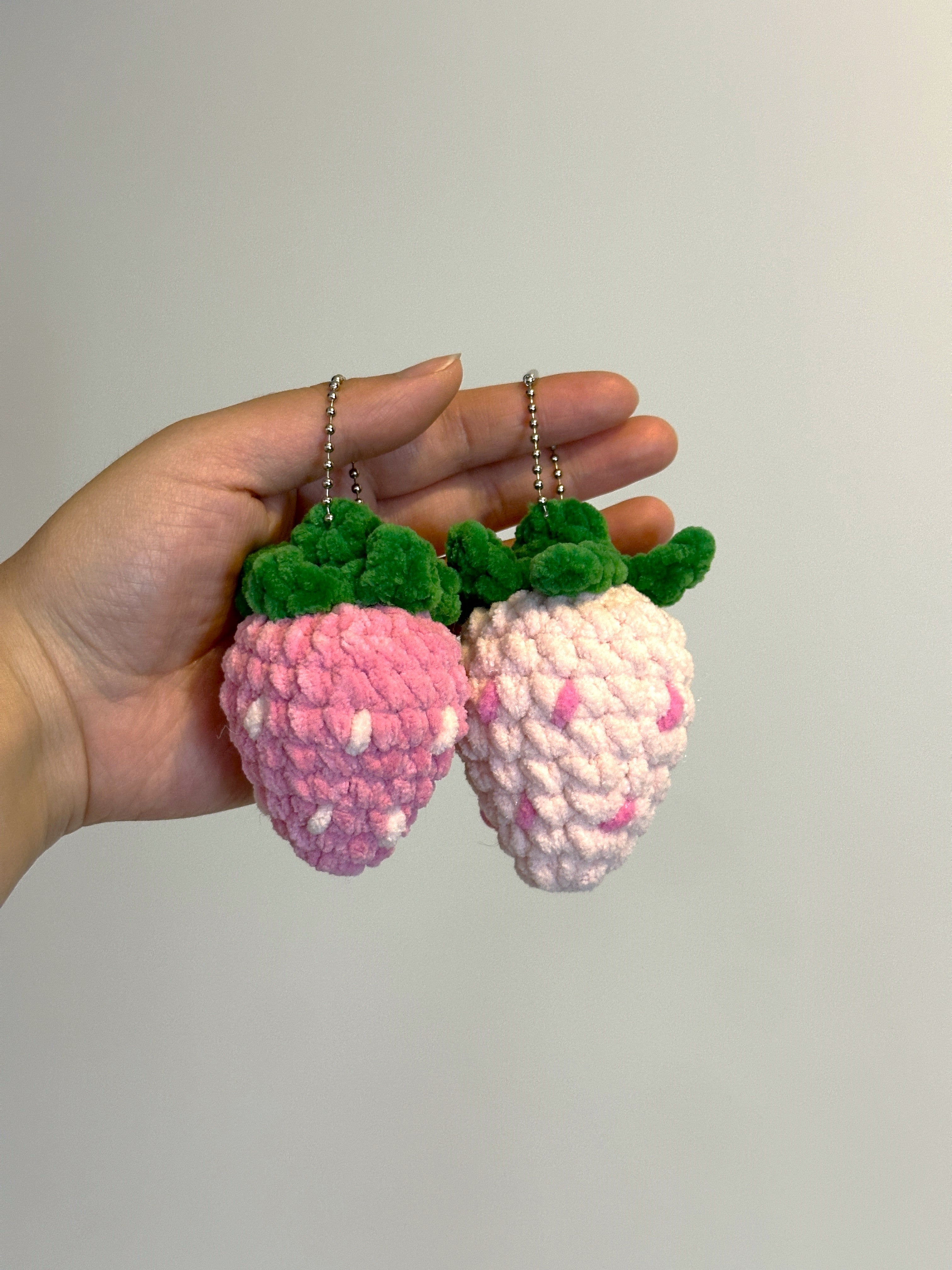 Crochet Strawberry Keychain Charm