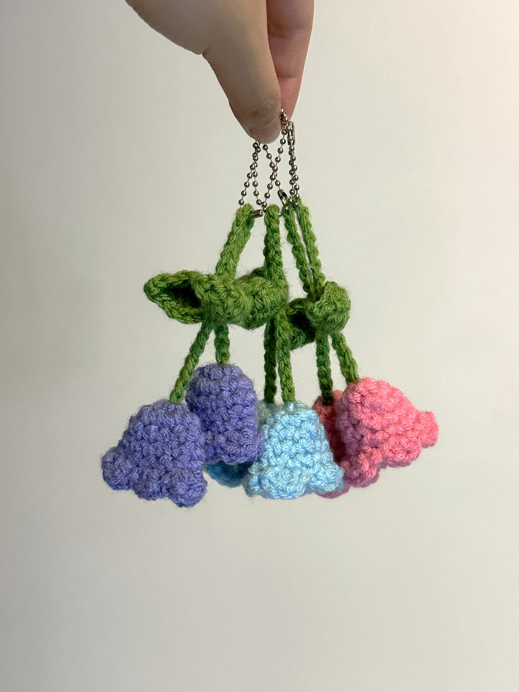 Crochet Lily of the Valley Keychain - Handmade Flower Charm