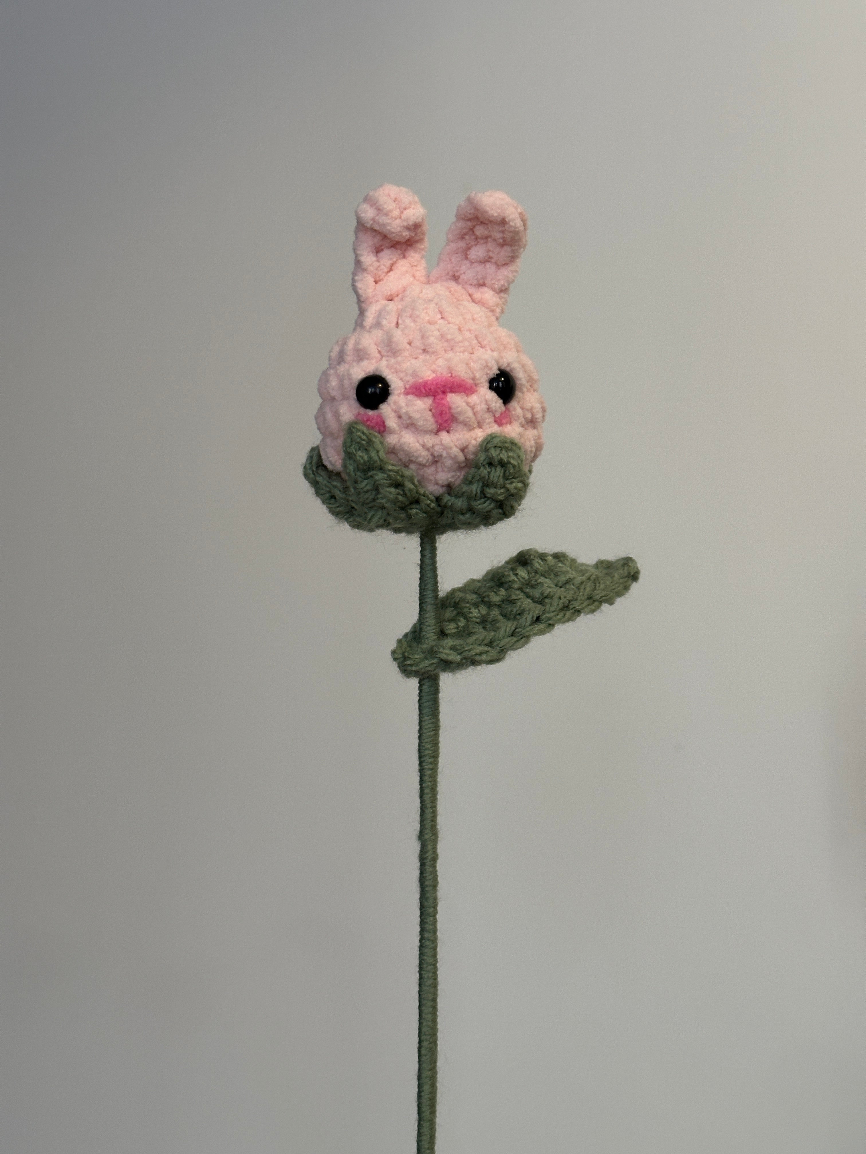 Handmade Crochet Flower Characters - Panda, Chick, Bao, Strawberry, Dog, Bunny Flowers