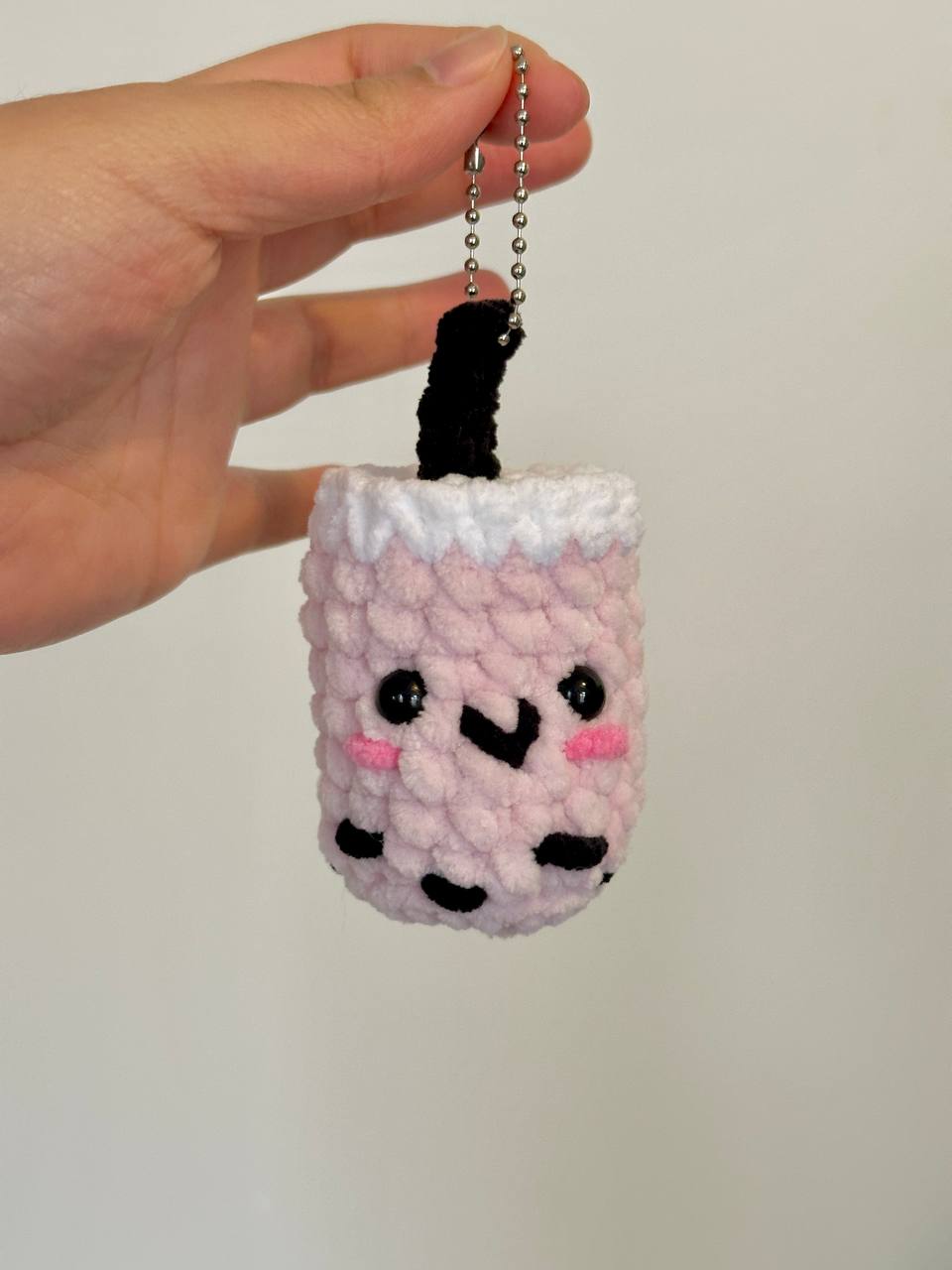 Handmade Crochet Boba Keychain – Bubble Tea Charm